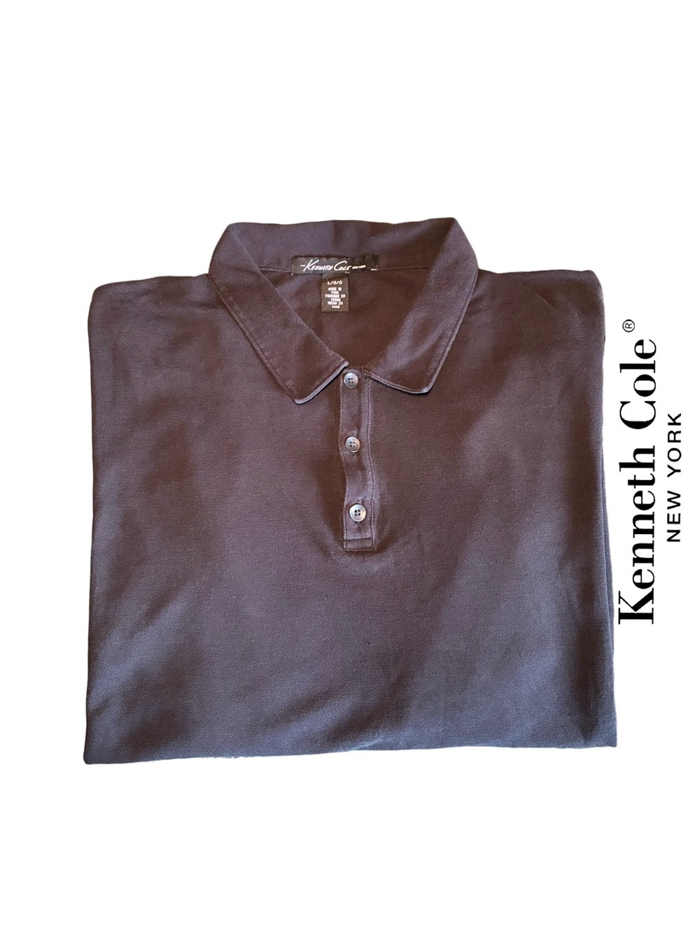 Kenneth Cole New York Men's Black Long Sleeve Polo Shirt